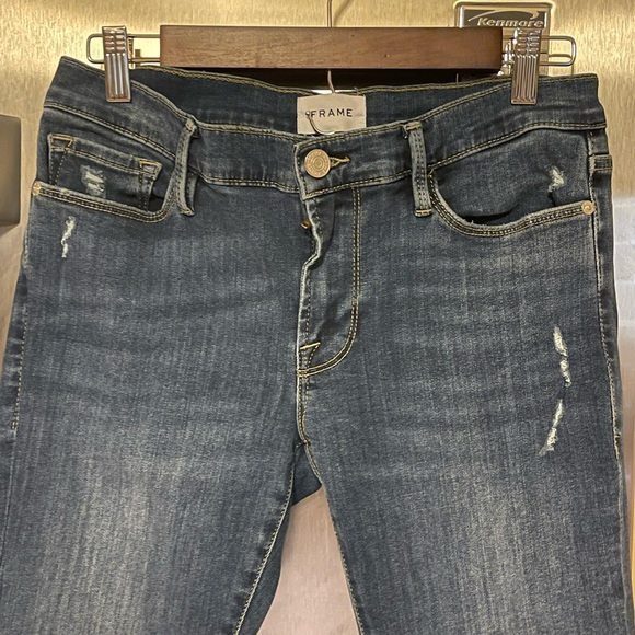 Frame Womens Le Garcon Boyfriend Jeans Size 27 Blue Distressed Covant Midrise - Picture 14 of 15